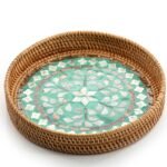 Mother Of Pearl Rattan Tray – M00157