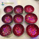Inlaid Mother Of Pearl Red Coconut Bowl