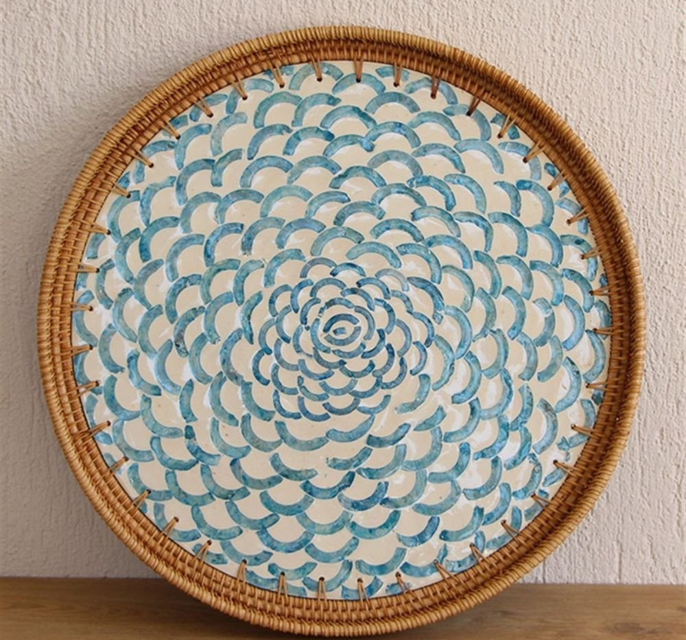 Mother Of Pearl Rattan Tray – M00074