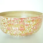 Bamboo Bowl Handmade Round Wooden Serving Bowl Painted Egg Shells